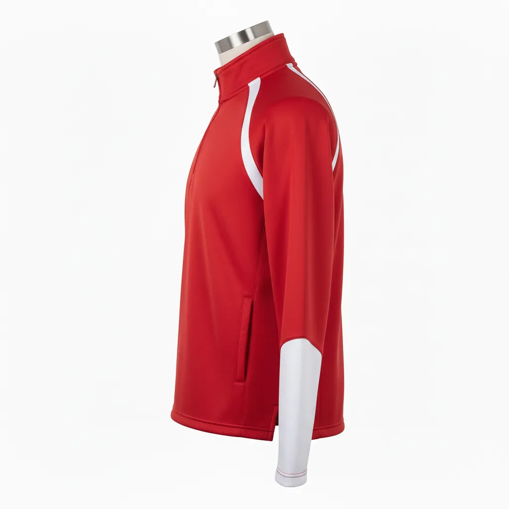 Custom Wrestling Quarter Zipper Warmup Jacket - White - Cardinal Raglan - Side View - Kinexa Sportswear