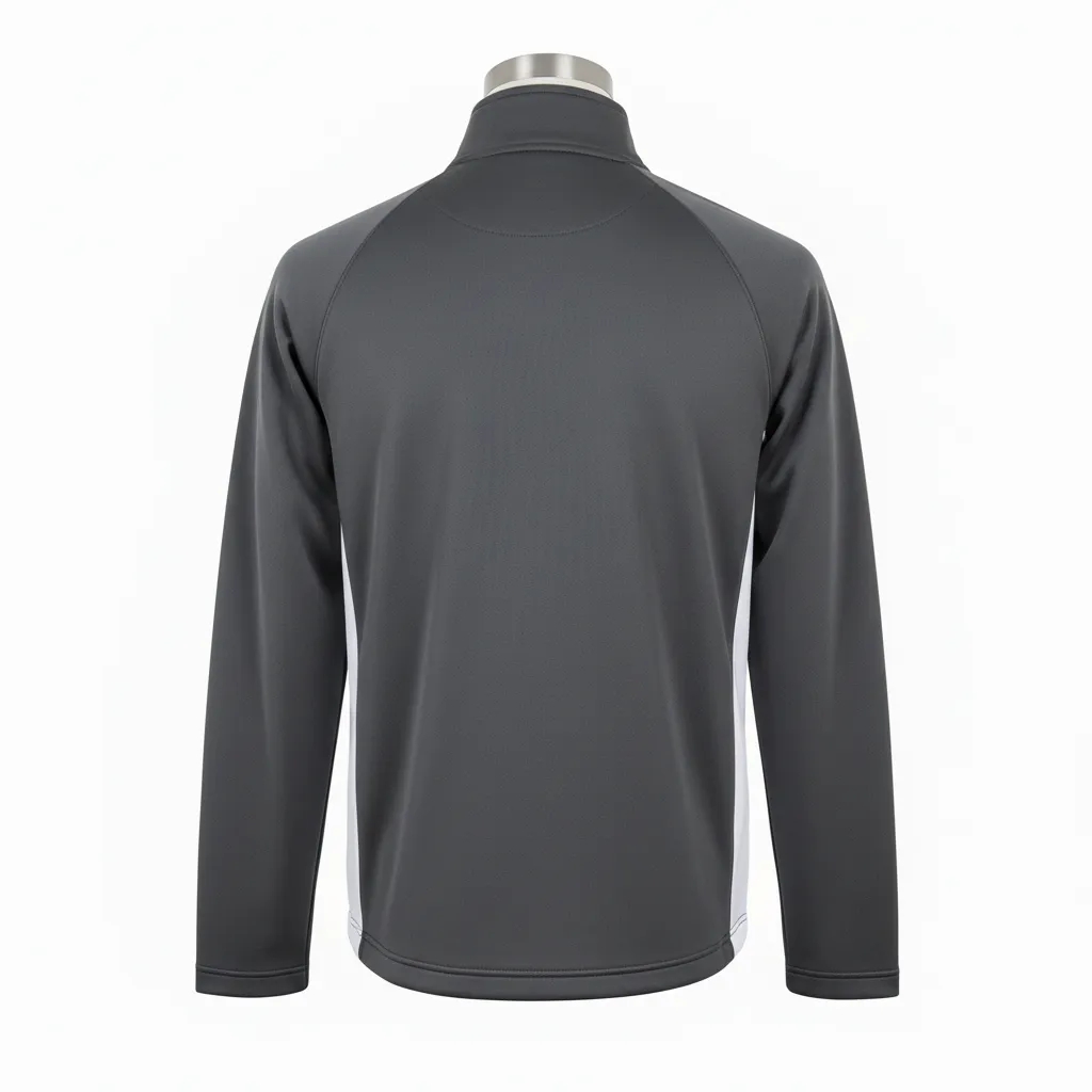Custom Wrestling Quarter Zipper Warmup Jacket - White - Charcoal Side Insert - Back View - Kinexa Sportswear
