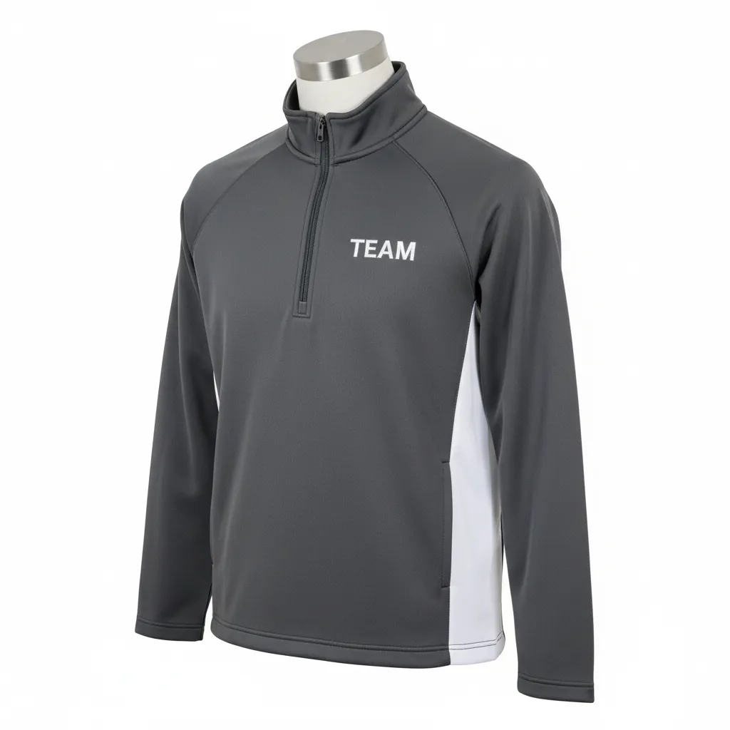Custom Wrestling Quarter Zipper Warmup Jacket - White - Charcoal Side Insert - Front View - Kinexa Sportswear
