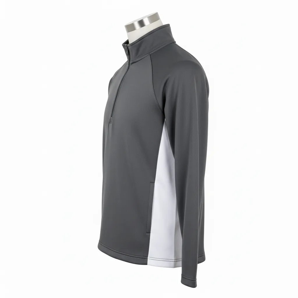 Custom Wrestling Quarter Zipper Warmup Jacket - White - Charcoal Side Insert - Side View - Kinexa Sportswear