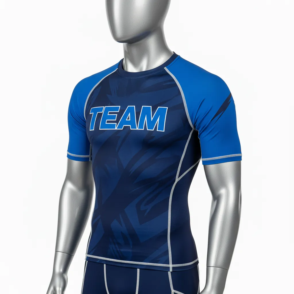 Custom Wrestling Short Sleeve Compression Shirt - Black - Royal Accent - Front View - Kinexa Sportswear