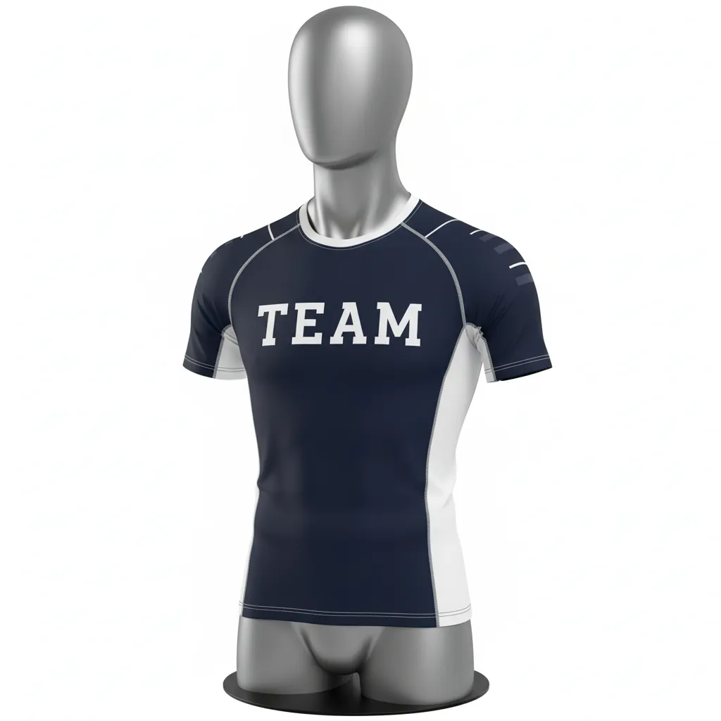 Custom Wrestling Short Sleeve Compression Shirt - Black, White - Side Stripe - Front View - Kinexa Sportswear