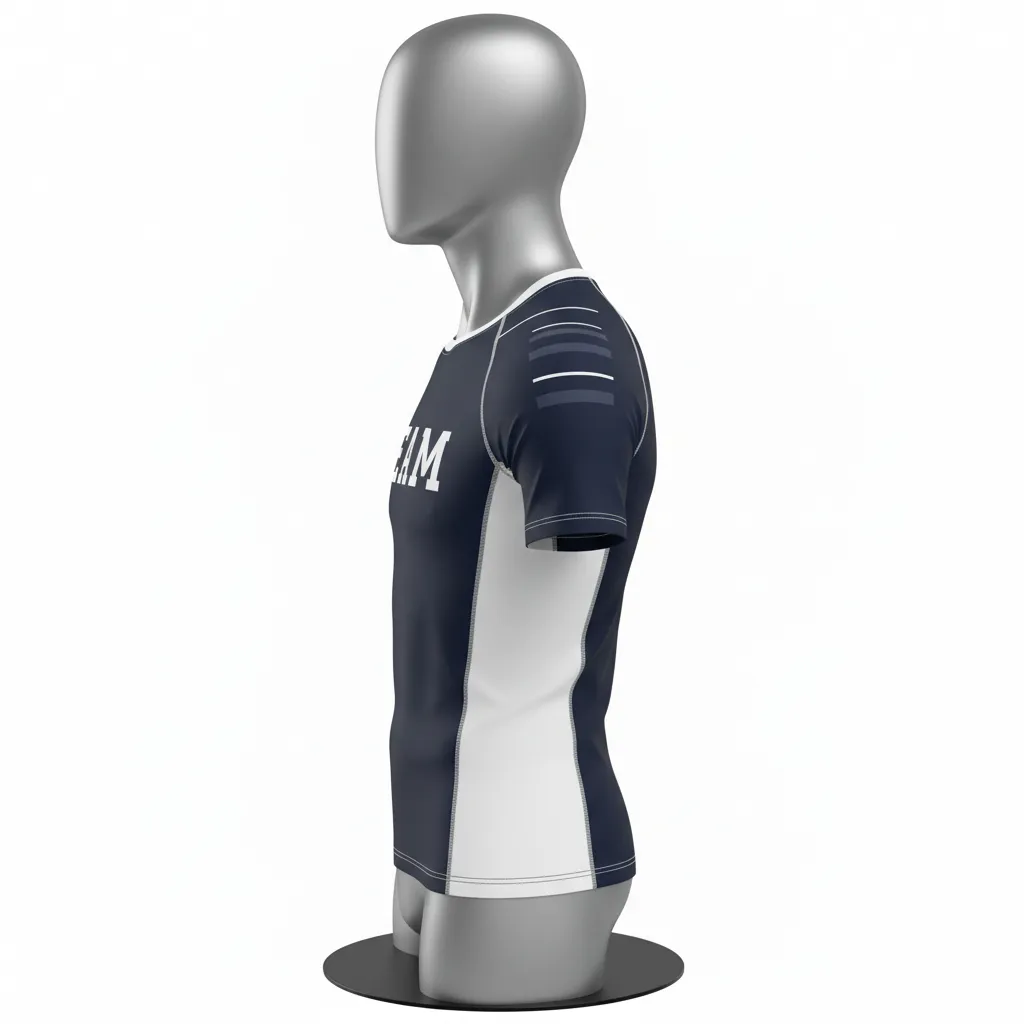 Custom Wrestling Short Sleeve Compression Shirt - Black, White - Side Stripe - Side View - Kinexa Sportswear