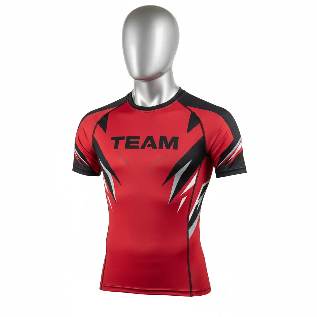 Custom Wrestling Short Sleeve Compression Shirt - Black - Cardinal Shoulder Panel - Front View - Kinexa Sportswear