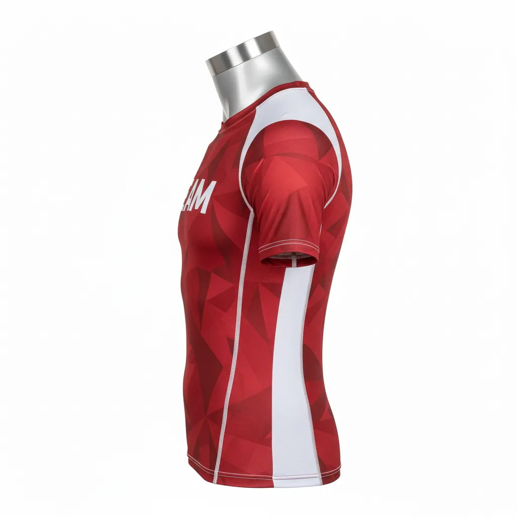 Custom Wrestling Short Sleeve Compression Shirt - White - Cardinal Shoulder Panel - Side View - Kinexa Sportswear