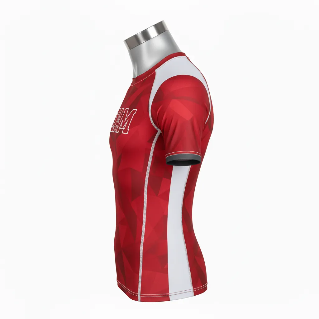 Custom Wrestling Short Sleeve Compression Shirt - Red - Charcoal Accent - Side View - Kinexa Sportswear