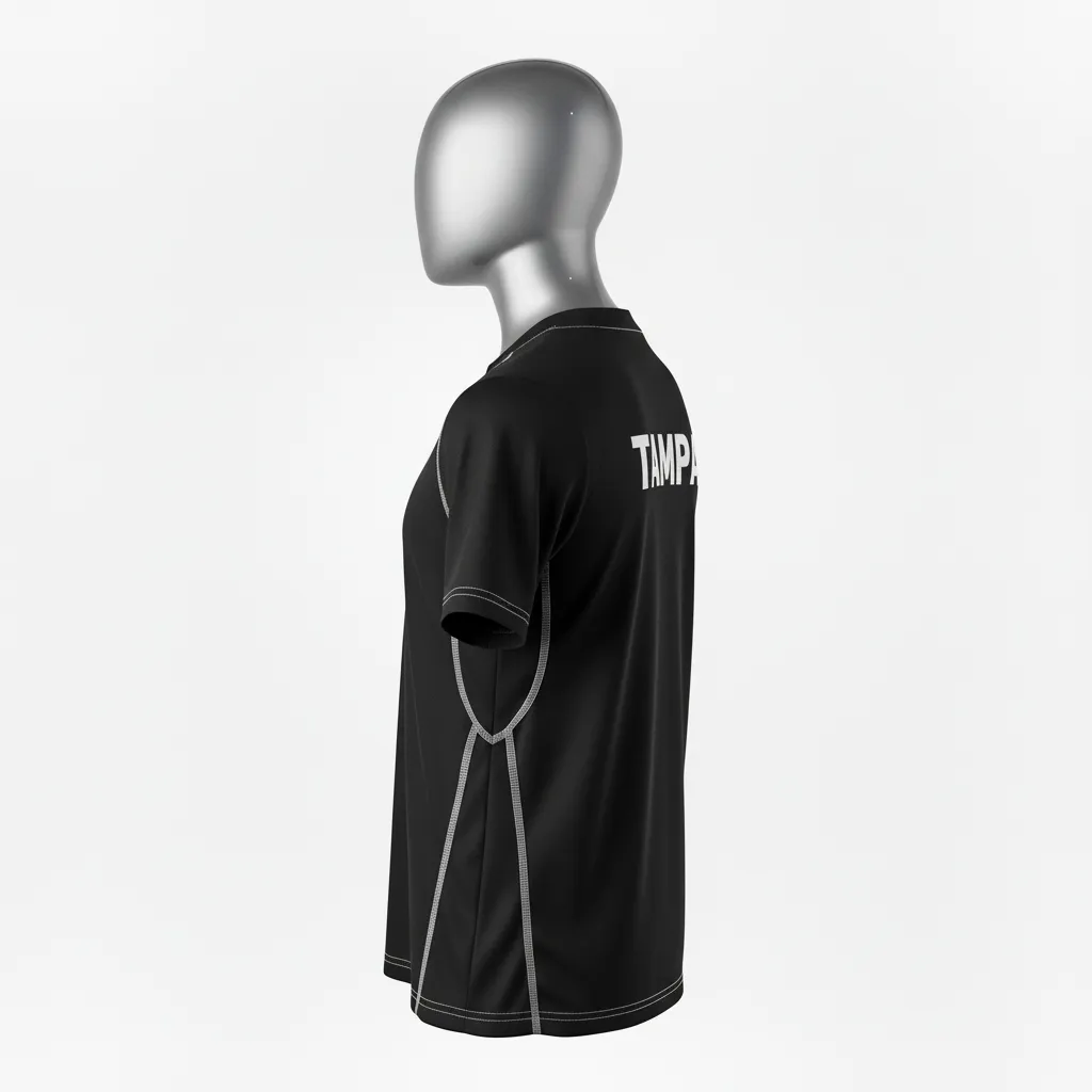 Custom Wrestling Short Sleeve Performance Shirt - Black, White - Trim - Back View - Kinexa Sportswear