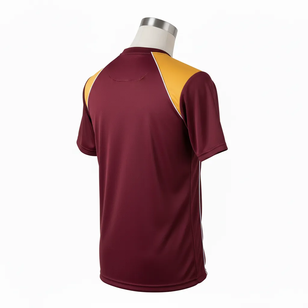 Custom Wrestling Short Sleeve Performance Shirt - Burgundy, Gold - Vegas Shoulder Panel - Back View - Kinexa Sportswear