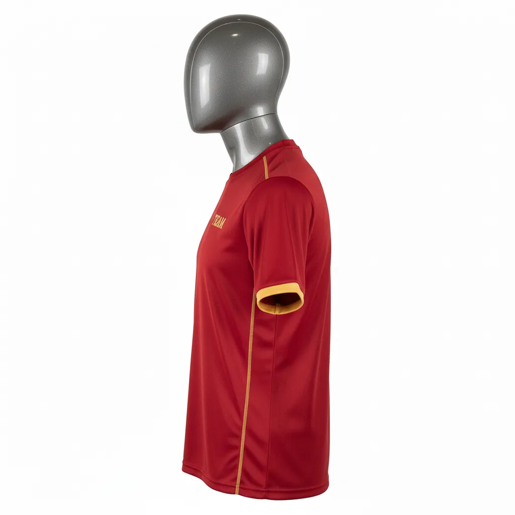 Custom Wrestling Short Sleeve Performance Shirt - Gold - Cardinal Vegas Trim - Side View - Kinexa Sportswear