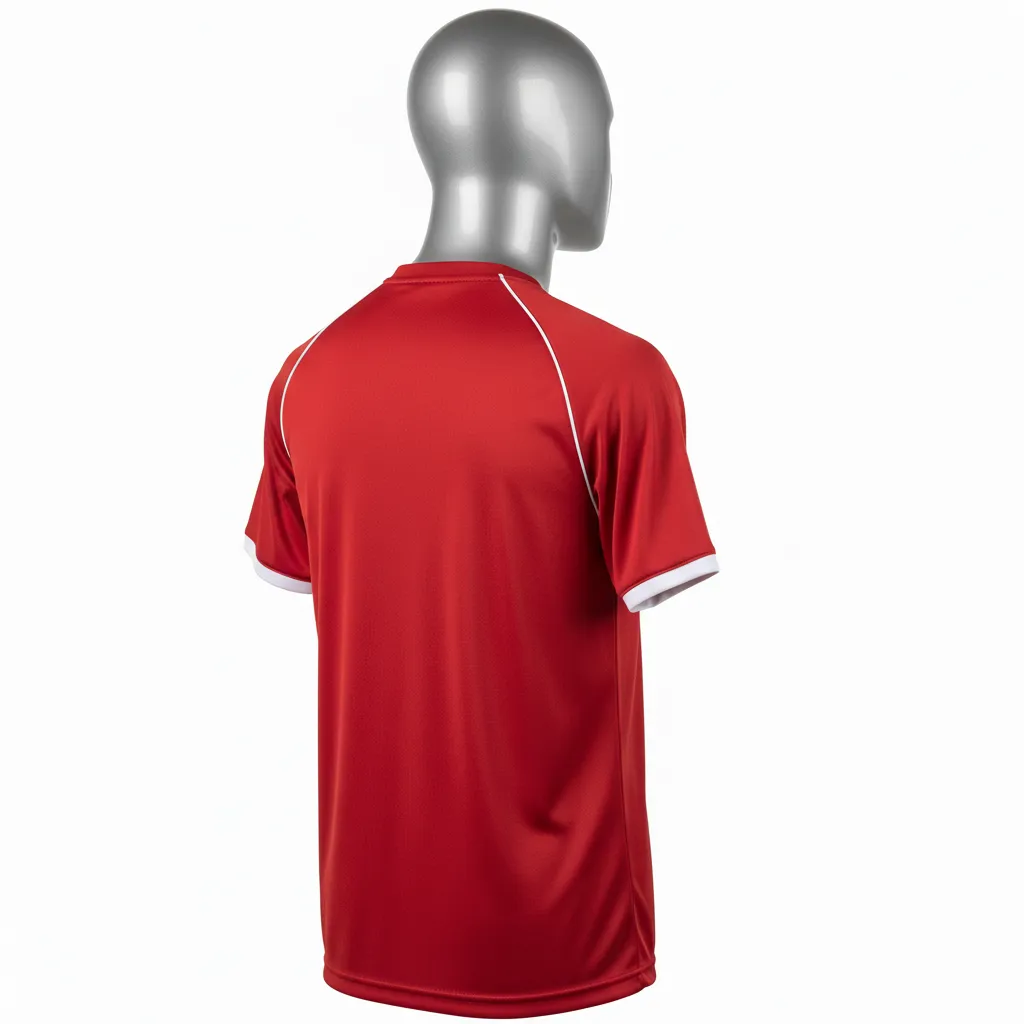Custom Wrestling Short Sleeve Performance Shirt - White - Cardinal Trim - Back View - Kinexa Sportswear
