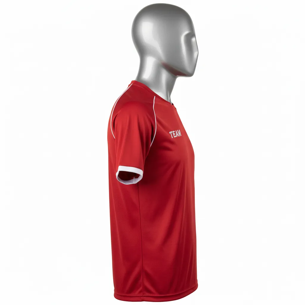 Custom Wrestling Short Sleeve Performance Shirt - White - Cardinal Trim - Side View - Kinexa Sportswear