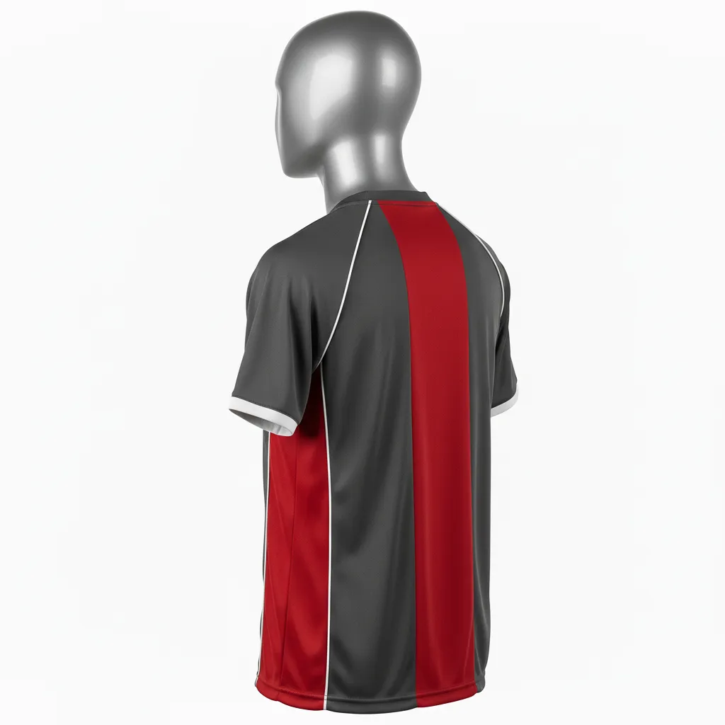 Custom Wrestling Short Sleeve Performance Shirt - Red - Charcoal Side Panel - Back View - Kinexa Sportswear