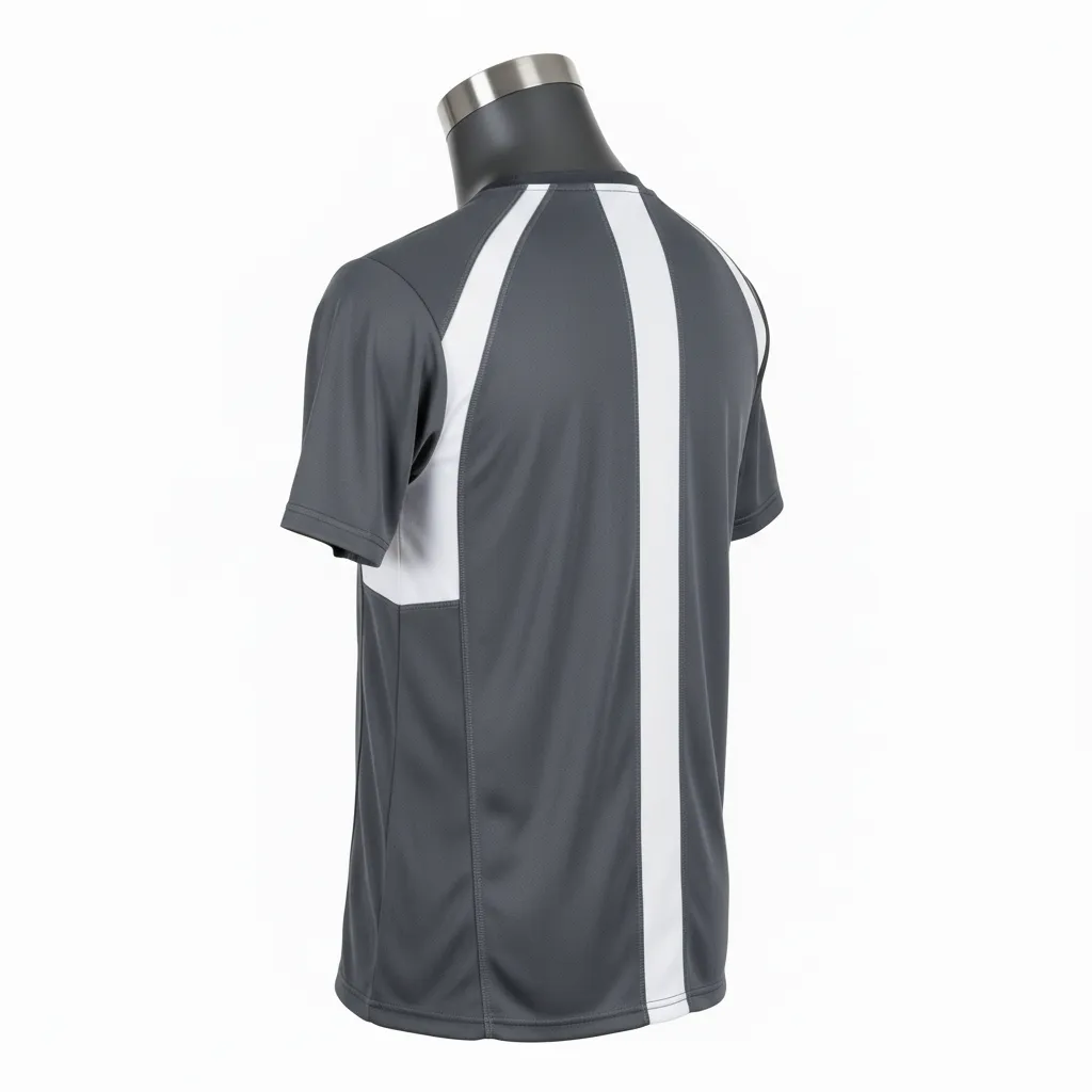 Custom Wrestling Short Sleeve Performance Shirt - White - Charcoal Shoulder Panel - Back View - Kinexa Sportswear