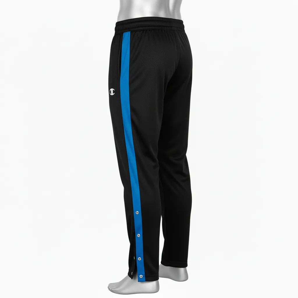 Custom Wrestling Tear Away Warmup Pant - Black - Tearaway Royal Snap Panel - Back View - Kinexa Sportswear