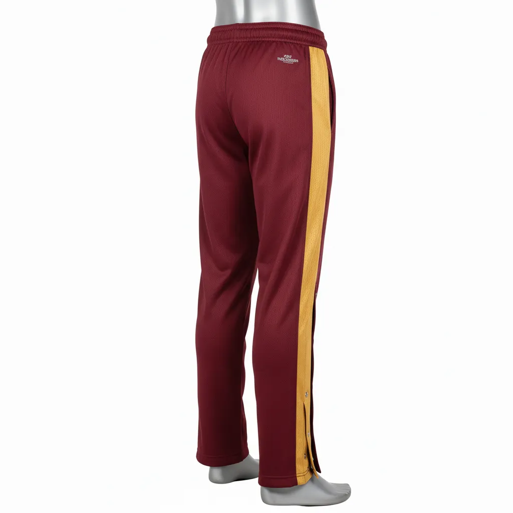 Custom Wrestling Tear Away Warmup Pant - Burgundy, Gold - Tearaway Vegas Snap Panel - Back View - Kinexa Sportswear