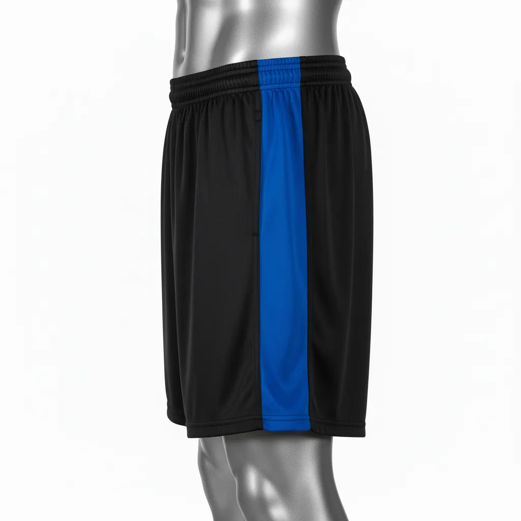 Custom Wrestling Training Shorts - Black - Royal Side Stripe - Back View - Kinexa Sportswear