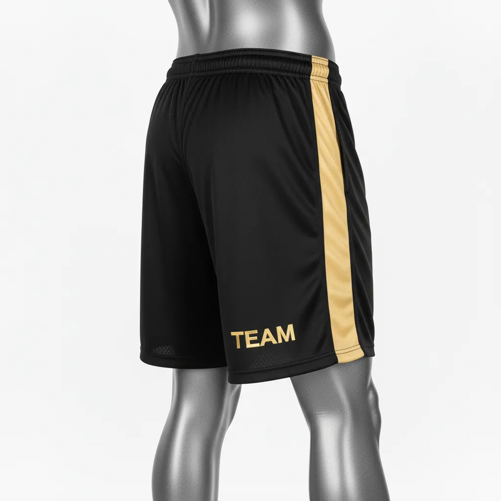 Custom Wrestling Training Shorts - Black, Gold - Vegas Side Panel - Back View - Kinexa Sportswear