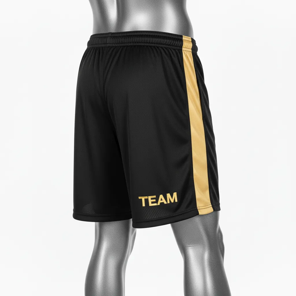 Custom Wrestling Training Shorts - Black, Gold - Vegas Side Panel - Front View - Kinexa Sportswear