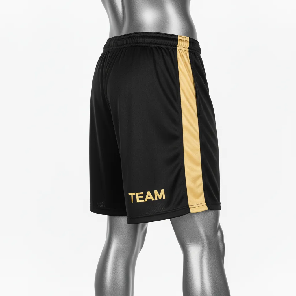 Custom Wrestling Training Shorts - Black, Gold - Vegas Side Panel - Side View - Kinexa Sportswear