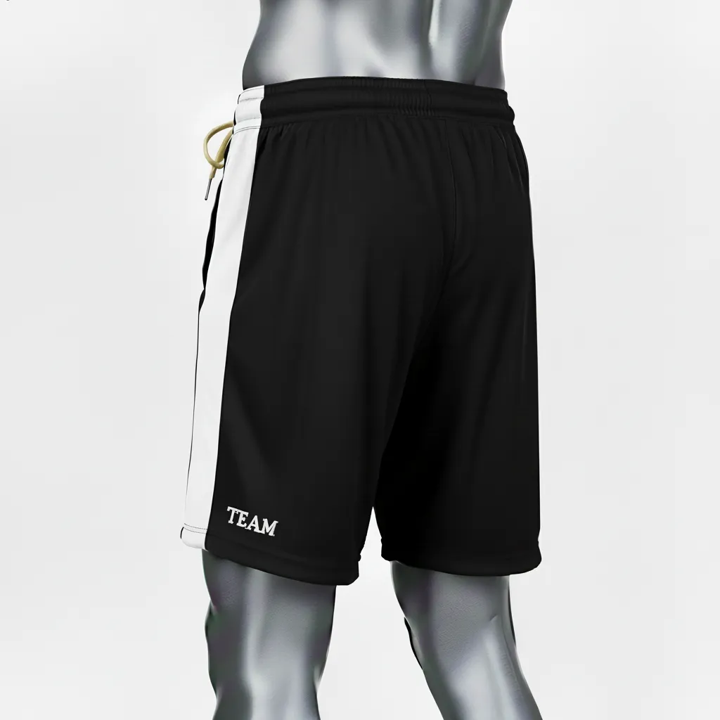Custom Wrestling Training Shorts - Black, White - Side Stripe - Side View - Kinexa Sportswear