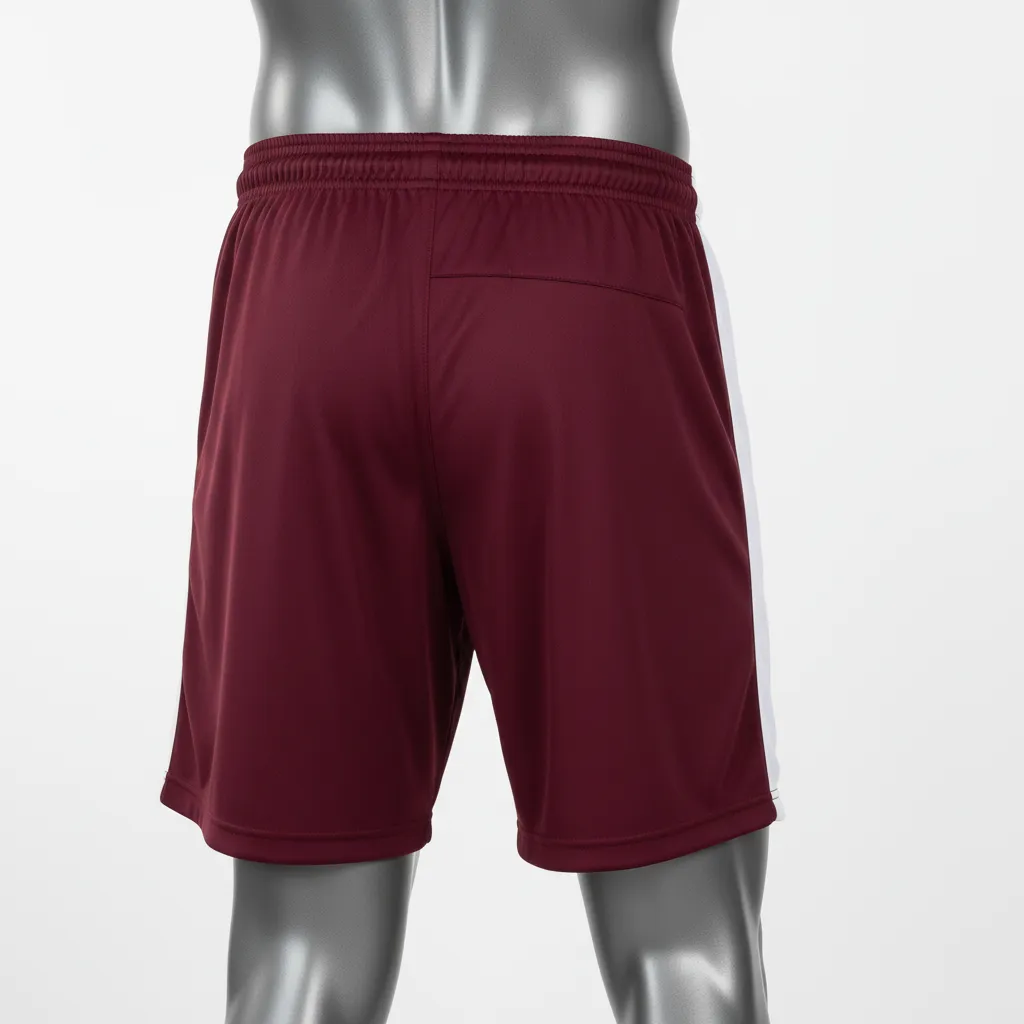 Custom Wrestling Training Shorts - Burgundy, White - Side Stripe - Back View - Kinexa Sportswear