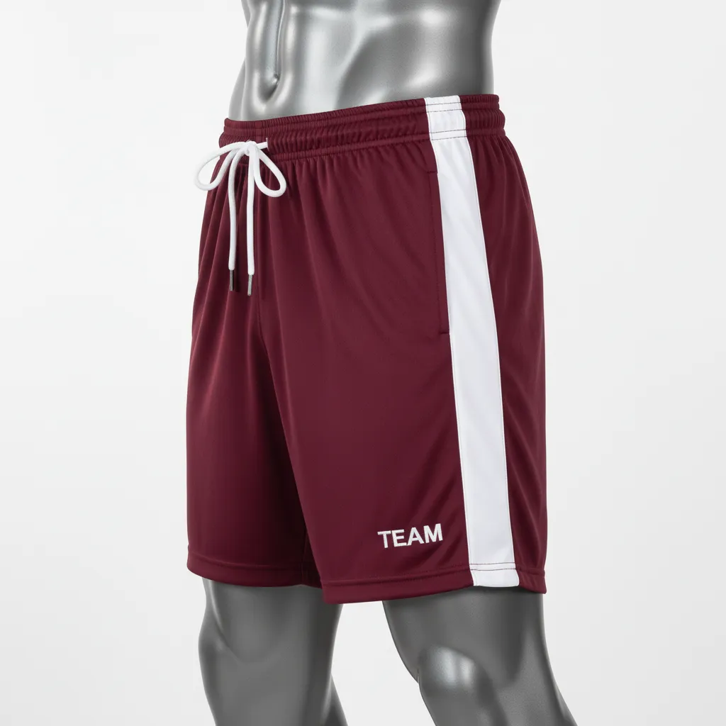 Custom Wrestling Training Shorts - Burgundy, White - Side Stripe - Side View - Kinexa Sportswear