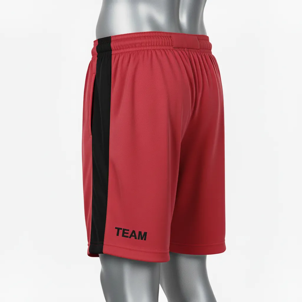 Custom Wrestling Training Shorts - Black - Cardinal Side Stripe - Back View - Kinexa Sportswear
