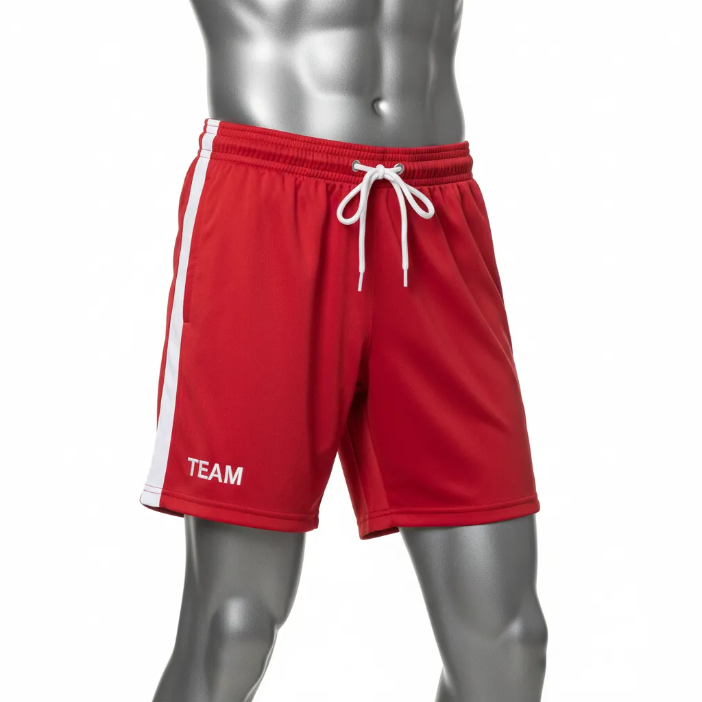 Custom Wrestling Training Shorts - White - Cardinal Side Stripe - Front View - Kinexa Sportswear