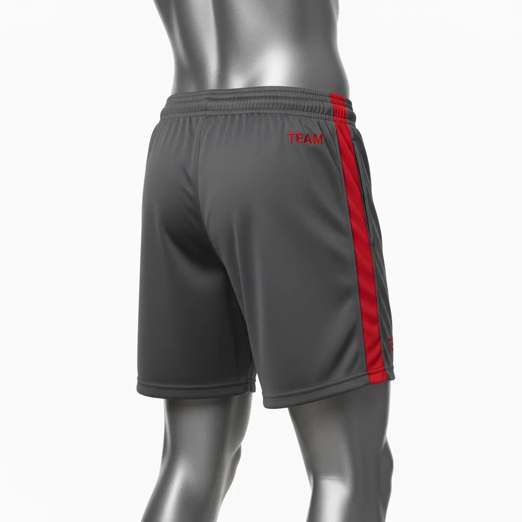 Custom Wrestling Training Shorts - Red - Charcoal Side Panel - Front View - Kinexa Sportswear