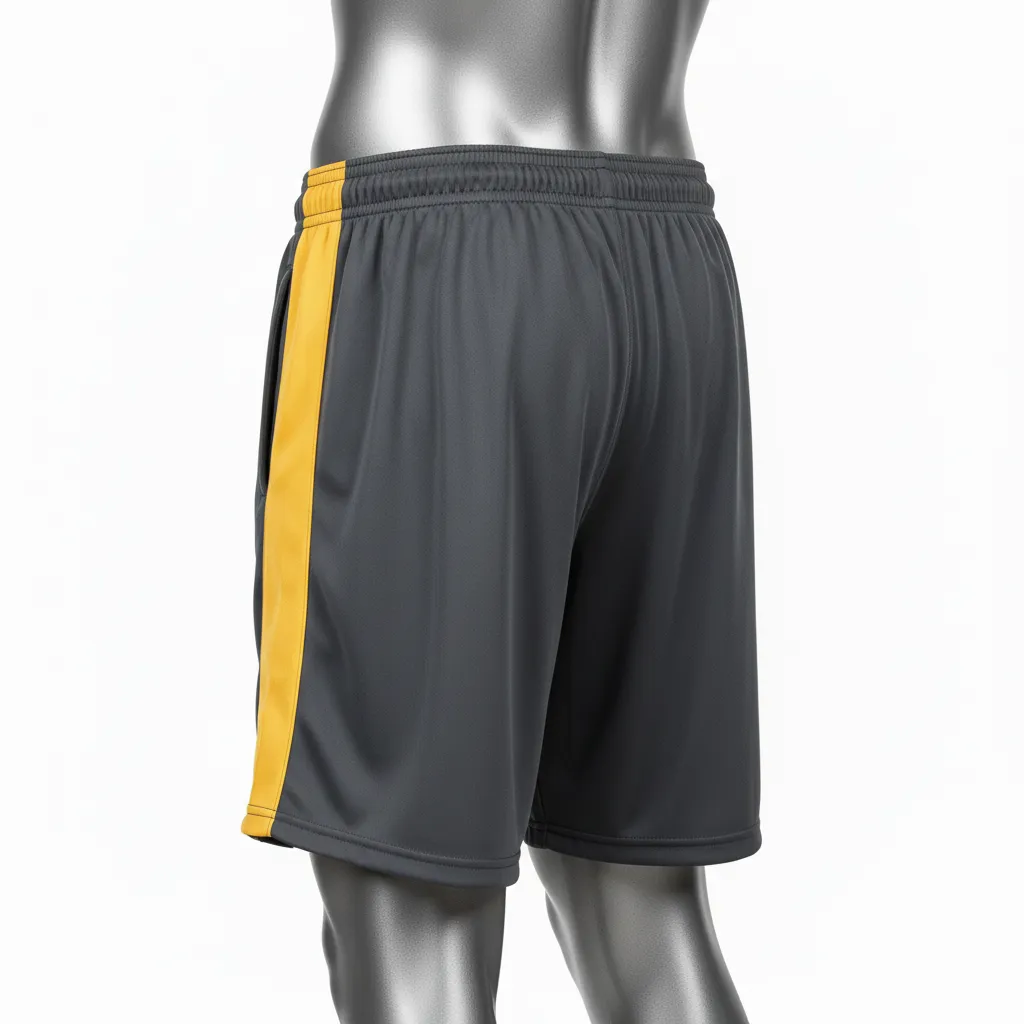 Custom Wrestling Training Shorts - Gold - Charcoal Vegas Side Panel - Back View - Kinexa Sportswear