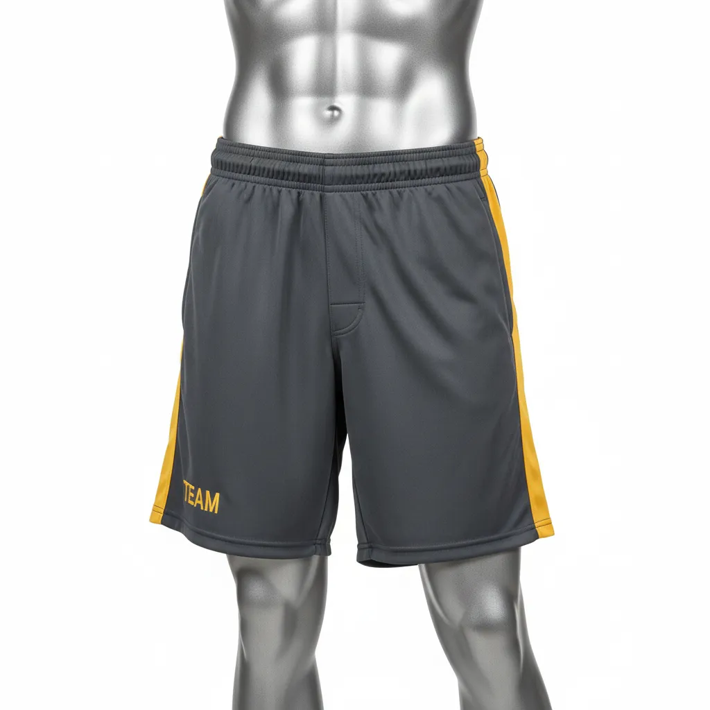 Custom Wrestling Training Shorts - Gold - Charcoal Vegas Side Panel - Front View - Kinexa Sportswear
