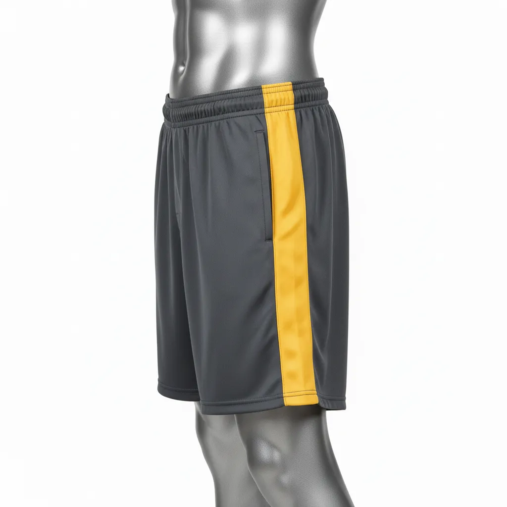 Custom Wrestling Training Shorts - Gold - Charcoal Vegas Side Panel - Side View - Kinexa Sportswear