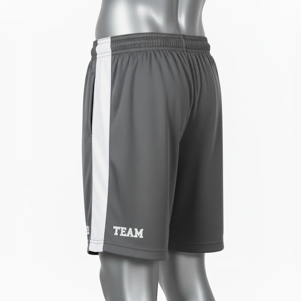 Custom Wrestling Training Shorts - White - Charcoal Side Stripe - Back View - Kinexa Sportswear