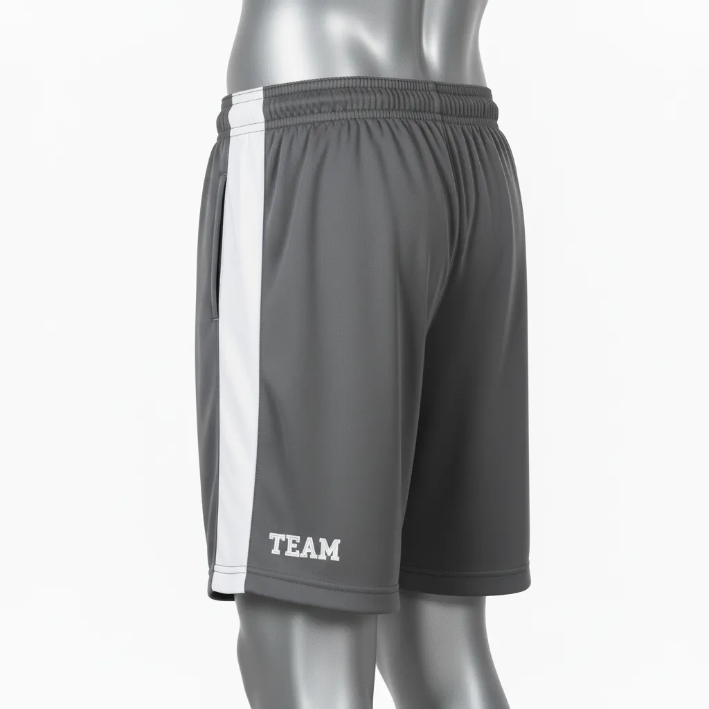Custom Wrestling Training Shorts - White - Charcoal Side Stripe - Side View - Kinexa Sportswear
