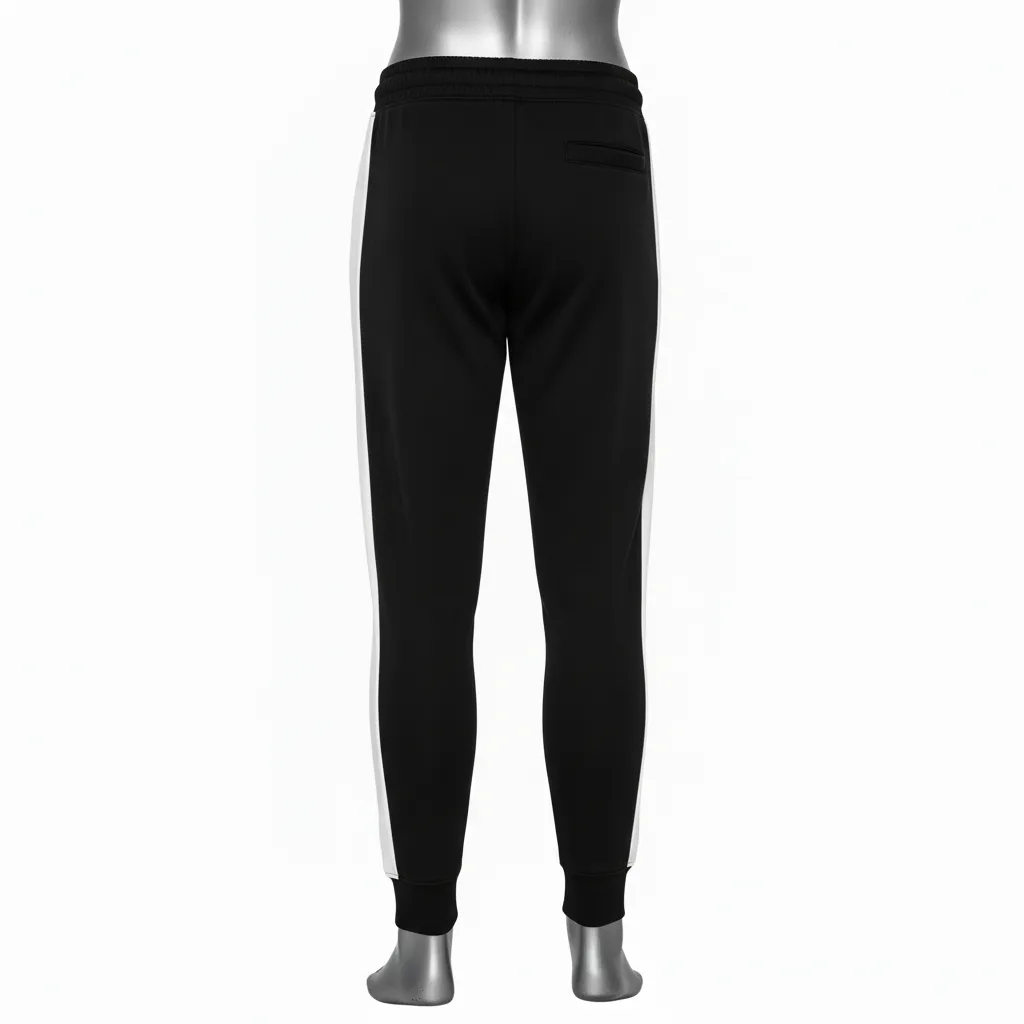 Custom Wrestling Warmup Jogger Pant - Black, White - Side Panel - Back View - Kinexa Sportswear