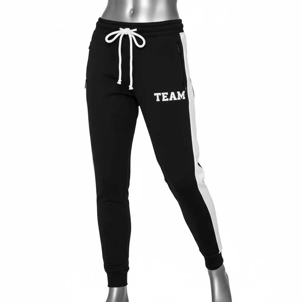 Custom Wrestling Warmup Jogger Pant - Black, White - Side Panel - Front View - Kinexa Sportswear