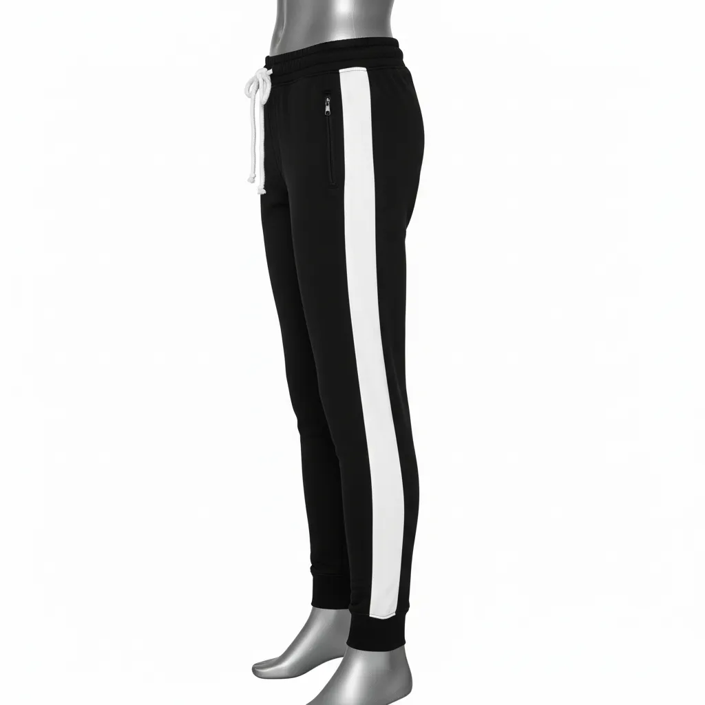 Custom Wrestling Warmup Jogger Pant - Black, White - Side Panel - Side View - Kinexa Sportswear