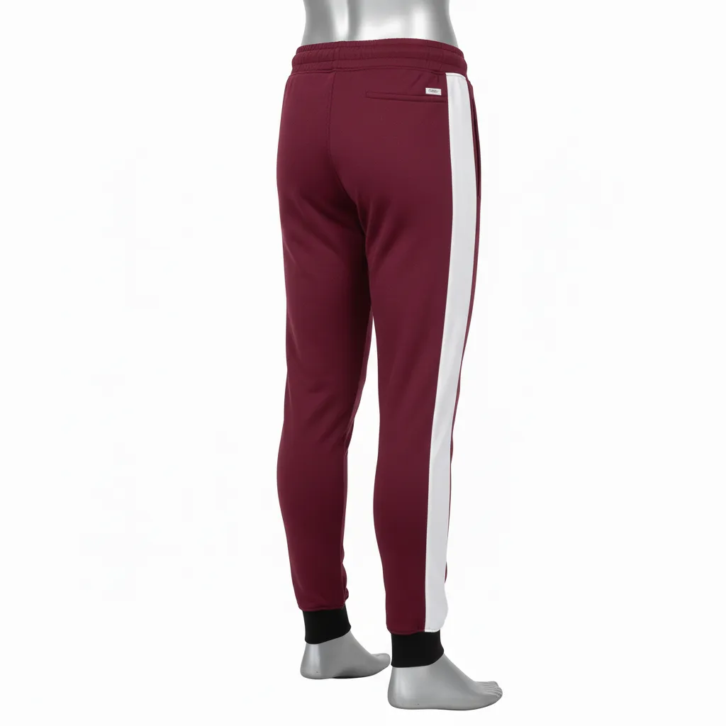 Custom Wrestling Warmup Jogger Pant - Burgundy, White - Side Panel - Back View - Kinexa Sportswear