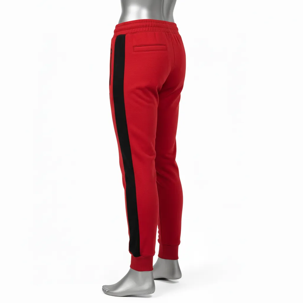 Custom Wrestling Warmup Jogger Pant - Black - Cardinal Side Panel - Back View - Kinexa Sportswear