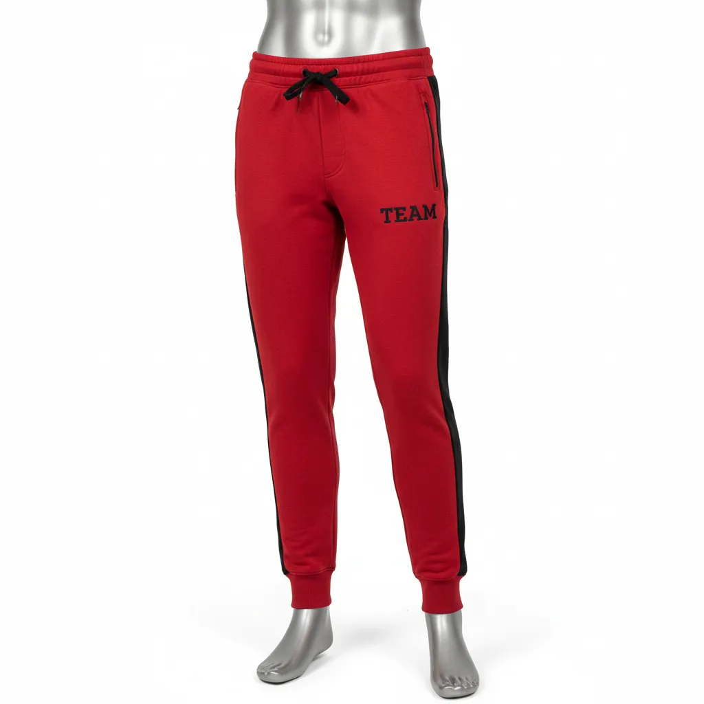 Custom Wrestling Warmup Jogger Pant - Black - Cardinal Side Panel - Front View - Kinexa Sportswear