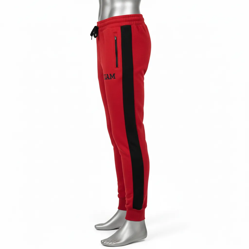 Custom Wrestling Warmup Jogger Pant - Black - Cardinal Side Panel - Side View - Kinexa Sportswear