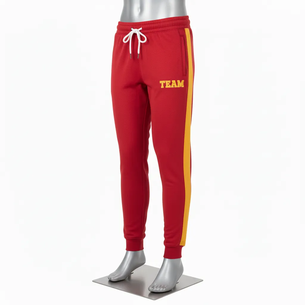 Custom Wrestling Warmup Jogger Pant - Gold - Cardinal Vegas Side Panel - Front View - Kinexa Sportswear