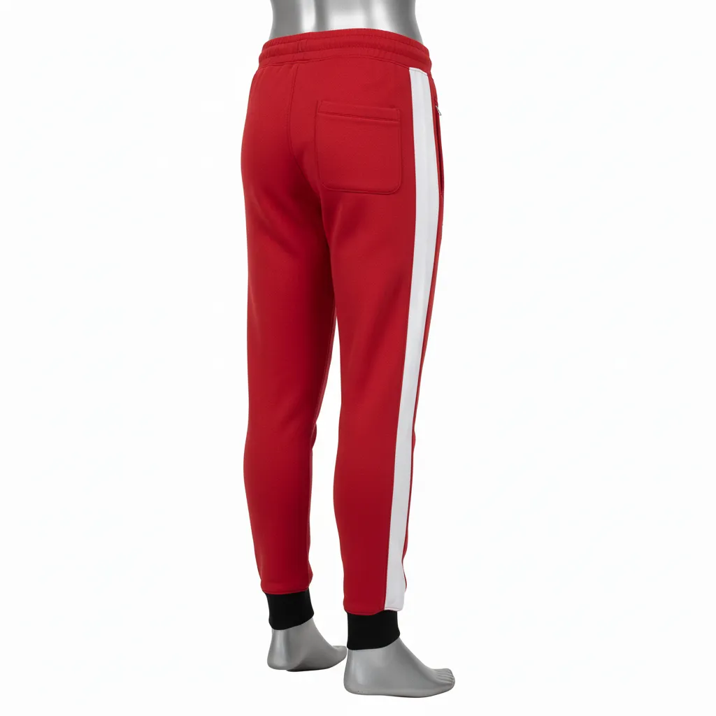 Custom Wrestling Warmup Jogger Pant - White - Cardinal Side Panel - Back View - Kinexa Sportswear