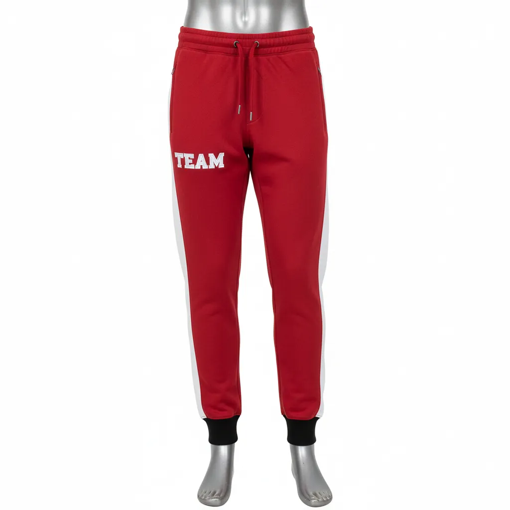 Custom Wrestling Warmup Jogger Pant - White - Cardinal Side Panel - Front View - Kinexa Sportswear