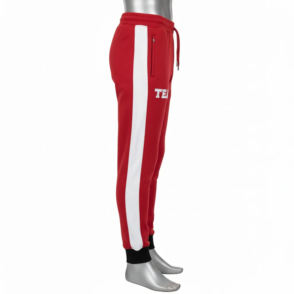 Custom Wrestling Warmup Jogger Pant - White - Cardinal Side Panel - Side View - Kinexa Sportswear