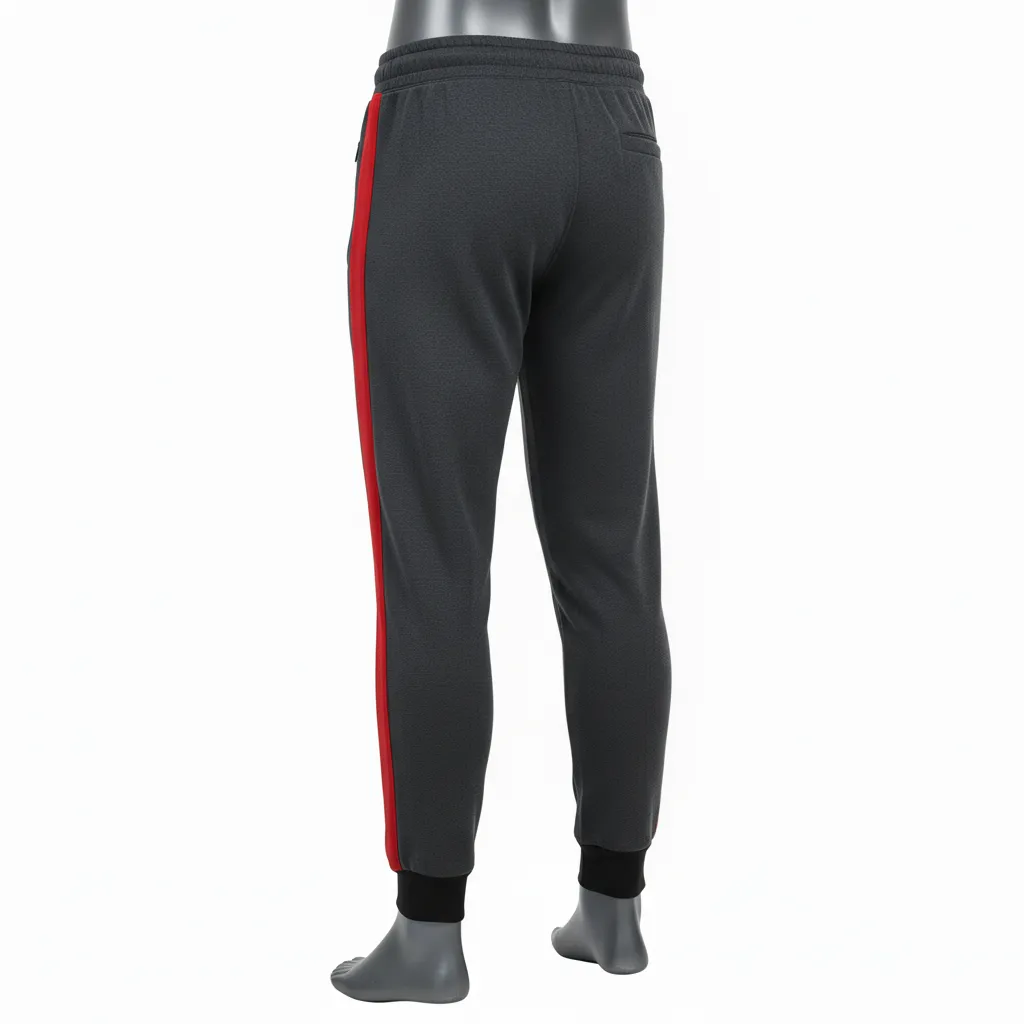 Custom Wrestling Warmup Jogger Pant - Red - Charcoal Side Stripe - Back View - Kinexa Sportswear