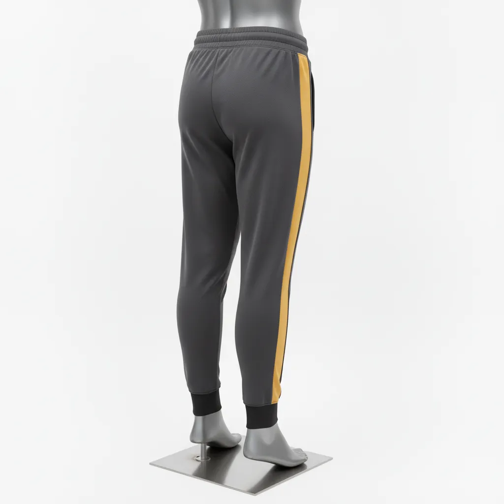 Custom Wrestling Warmup Jogger Pant - Gold - Charcoal Vegas Side Stripe - Back View - Kinexa Sportswear