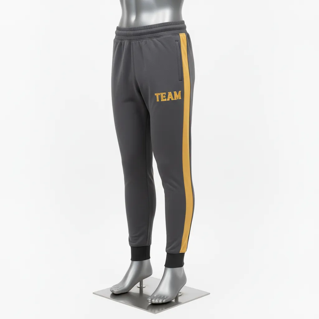 Custom Wrestling Warmup Jogger Pant - Gold - Charcoal Vegas Side Stripe - Front View - Kinexa Sportswear