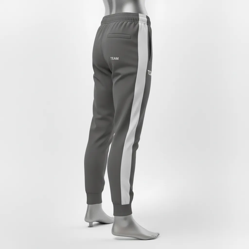 Custom Wrestling Warmup Jogger Pant - White - Charcoal Side Panel - Side View - Kinexa Sportswear